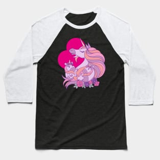 Unicorn mom with unicorn daughters Baseball T-Shirt